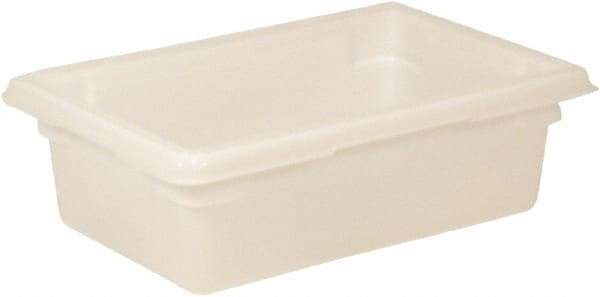 Rubbermaid - Rectangular, White Polyethylene Food Tote Box - 6" High x 12" Wide x 18" Long, with Snap-On Lid - Eagle Tool & Supply