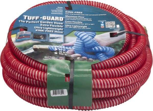 JGB Enterprises - 50' Long Garden Hose - 5/8" Diam, 5/8" GHT, Polypropylene, 100 psi, Hot Water Compatible, All Season, Red - Eagle Tool & Supply