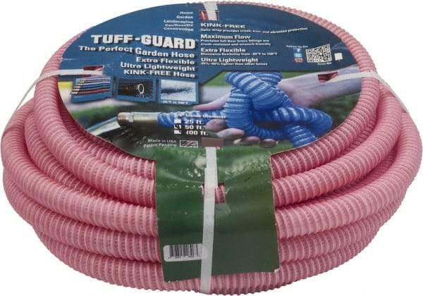 JGB Enterprises - 50' Long Garden Hose - 5/8" Diam, 5/8" GHT, Polypropylene, 100 psi, Hot Water Compatible, All Season, Pink - Eagle Tool & Supply