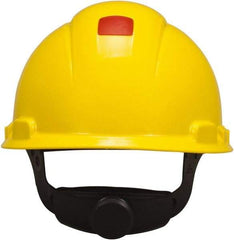 3M - ANSI Type I, Class C Rated, 4-Point, Ratchet Adjustment Hard Hat - Size 6-1/2 to 8, Yellow, Standard Brim, Vented - Eagle Tool & Supply