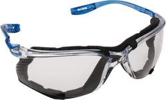 3M - Clear Lenses, Frameless Safety Glasses - Anti-Fog, Scratch Resistant, Blue Frame, Size Universal, Wrap Around - Eagle Tool & Supply