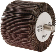 Tru-Maxx - 2" Diam x 1-1/2" Face Width, Fine Aluminum Oxide Coated Mounted Flap Wheel - 1/4-20 Threaded Mount, 180 Grit, 25,000 Max RPM - Eagle Tool & Supply