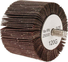 Tru-Maxx - 2" Diam x 1-1/2" Face Width, Fine Aluminum Oxide Coated Mounted Flap Wheel - 1/4-20 Threaded Mount, 120 Grit, 25,000 Max RPM - Eagle Tool & Supply