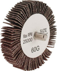 Tru-Maxx - 2-1/2" Diam x 1/2" Face Width, Medium Aluminum Oxide Coated Mounted Flap Wheel - 1/4-20 Threaded Mount, 60 Grit, 25,000 Max RPM - Eagle Tool & Supply