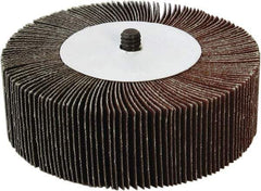 Tru-Maxx - 3" Diam x 3/4" Face Width, Fine Aluminum Oxide Coated Mounted Flap Wheel - 1/4-20 Threaded Mount, 120 Grit, 20,000 Max RPM - Eagle Tool & Supply