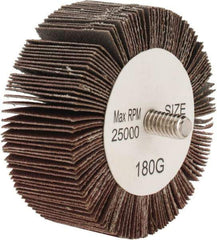 Tru-Maxx - 2-1/2" Diam x 1" Face Width, Very Fine Aluminum Oxide Coated Mounted Flap Wheel - 1/4-20 Threaded Mount, 180 Grit, 25,000 Max RPM - Eagle Tool & Supply