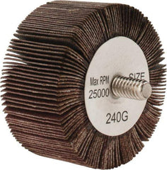 Tru-Maxx - 2" Diam x 1" Face Width, Very Fine Aluminum Oxide Coated Mounted Flap Wheel - 1/4-20 Threaded Mount, 240 Grit, 25,000 Max RPM - Eagle Tool & Supply