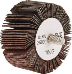 Tru-Maxx - 2" Diam x 1" Face Width, Very Fine Aluminum Oxide Coated Mounted Flap Wheel - 1/4-20 Threaded Mount, 180 Grit, 25,000 Max RPM - Eagle Tool & Supply