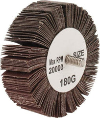 Tru-Maxx - 3" Diam x 1" Face Width, Very Fine Aluminum Oxide Coated Mounted Flap Wheel - 1/4-20 Threaded Mount, 180 Grit, 20,000 Max RPM - Eagle Tool & Supply