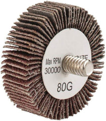Tru-Maxx - 1-1/2" Diam x 1/2" Face Width, Medium Aluminum Oxide Coated Mounted Flap Wheel - 1/4-20 Threaded Mount, 80 Grit, 30,000 Max RPM - Eagle Tool & Supply