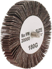 Tru-Maxx - 3" Diam x 1/2" Face Width, Very Fine Aluminum Oxide Coated Mounted Flap Wheel - 1/4-20 Threaded Mount, 180 Grit, 20,000 Max RPM - Eagle Tool & Supply