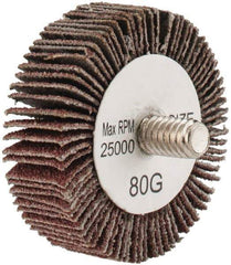 Tru-Maxx - 1-5/8" Diam x 1/2" Face Width, Medium Aluminum Oxide Coated Mounted Flap Wheel - 1/4-20 Threaded Mount, 80 Grit, 25,000 Max RPM - Eagle Tool & Supply