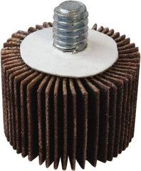 Tru-Maxx - 1-1/2" Diam x 1" Face Width, Fine Aluminum Oxide Coated Mounted Flap Wheel - 1/4-20 Threaded Mount, 120 Grit, 30,000 Max RPM - Eagle Tool & Supply