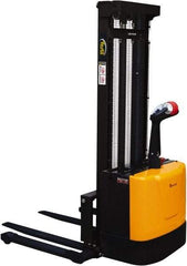 Vestil - 2,000 Lb Capacity, 118" Lift Height, Battery Powered Stacker - 2-1/8" Lowered Height, 42" Fork Length, 58" Overall Width - Eagle Tool & Supply