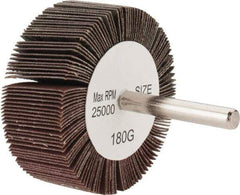 Tru-Maxx - 2-1/2" Diam x 1" Face Width, Very Fine Aluminum Oxide Coated Mounted Flap Wheel - 1/4" Shank Mount, 180 Grit, 25,000 Max RPM - Eagle Tool & Supply