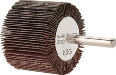 Tru-Maxx - 2" Diam x 1-1/2" Face Width, Medium Aluminum Oxide Coated Mounted Flap Wheel - 1/4" Shank Mount, 80 Grit, 25,000 Max RPM - Eagle Tool & Supply