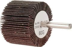 Tru-Maxx - 2" Diam x 1-1/2" Face Width, Medium Aluminum Oxide Coated Mounted Flap Wheel - 1/4" Shank Mount, 60 Grit, 25,000 Max RPM - Eagle Tool & Supply