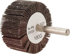 Tru-Maxx - 2" Diam x 1" Face Width, Very Fine Aluminum Oxide Coated Mounted Flap Wheel - 1/4" Shank Mount, 180 Grit, 25,000 Max RPM - Eagle Tool & Supply