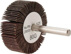 Tru-Maxx - 2" Diam x 3/4" Face Width, Medium Aluminum Oxide Coated Mounted Flap Wheel - 1/4" Shank Mount, 80 Grit, 25,000 Max RPM - Eagle Tool & Supply