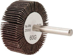 Tru-Maxx - 2" Diam x 3/4" Face Width, Medium Aluminum Oxide Coated Mounted Flap Wheel - 1/4" Shank Mount, 60 Grit, 25,000 Max RPM - Eagle Tool & Supply