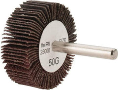 Tru-Maxx - 2" Diam x 3/4" Face Width, Coarse Aluminum Oxide Coated Mounted Flap Wheel - 1/4" Shank Mount, 50 Grit, 25,000 Max RPM - Eagle Tool & Supply