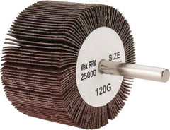 Tru-Maxx - 2-1/2" Diam x 1-1/2" Face Width, Fine Aluminum Oxide Coated Mounted Flap Wheel - 1/4" Shank Mount, 120 Grit, 25,000 Max RPM - Eagle Tool & Supply