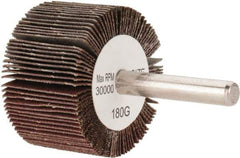 Tru-Maxx - 1-1/2" Diam x 1" Face Width, Very Fine Aluminum Oxide Coated Mounted Flap Wheel - 1/4" Shank Mount, 180 Grit, 30,000 Max RPM - Eagle Tool & Supply