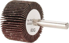 Tru-Maxx - 1-1/2" Diam x 1" Face Width, Medium Aluminum Oxide Coated Mounted Flap Wheel - 1/4" Shank Mount, 60 Grit, 30,000 Max RPM - Eagle Tool & Supply