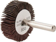 Tru-Maxx - 1-1/2" Diam x 1/2" Face Width, Medium Aluminum Oxide Coated Mounted Flap Wheel - 1/4" Shank Mount, 80 Grit, 30,000 Max RPM - Eagle Tool & Supply