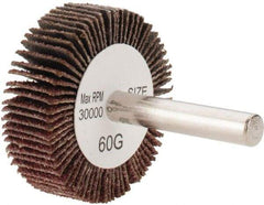Tru-Maxx - 1-1/2" Diam x 1/2" Face Width, Medium Aluminum Oxide Coated Mounted Flap Wheel - 1/4" Shank Mount, 60 Grit, 30,000 Max RPM - Eagle Tool & Supply