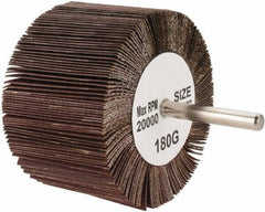 Tru-Maxx - 3" Diam x 2" Face Width, Very Fine Aluminum Oxide Coated Mounted Flap Wheel - 1/4" Shank Mount, 180 Grit, 20,000 Max RPM - Eagle Tool & Supply