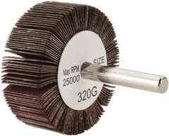 Tru-Maxx - 2" Diam x 3/4" Face Width, Extra Fine Aluminum Oxide Coated Mounted Flap Wheel - 1/4" Shank Mount, 320 Grit, 25,000 Max RPM - Eagle Tool & Supply
