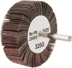 Tru-Maxx - 3" Diam x 1" Face Width, Extra Fine Aluminum Oxide Coated Mounted Flap Wheel - 1/4" Shank Mount, 320 Grit, 20,000 Max RPM - Eagle Tool & Supply