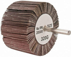 Tru-Maxx - 3" Diam x 2" Face Width, Extra Fine Aluminum Oxide Coated Mounted Flap Wheel - 1/4" Shank Mount, 320 Grit, 20,000 Max RPM - Eagle Tool & Supply