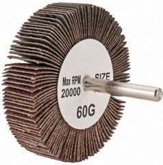 Tru-Maxx - 3" Diam x 3/4" Face Width, Medium Aluminum Oxide Coated Mounted Flap Wheel - 1/4" Shank Mount, 60 Grit, 20,000 Max RPM - Eagle Tool & Supply