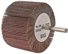 Tru-Maxx - 3" Diam x 2" Face Width, Medium Aluminum Oxide Coated Mounted Flap Wheel - 1/4" Shank Mount, 80 Grit, 20,000 Max RPM - Eagle Tool & Supply