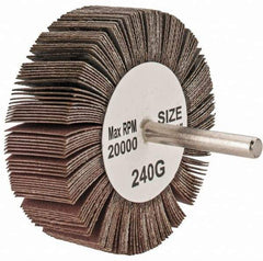 Tru-Maxx - 3" Diam x 1" Face Width, Very Fine Aluminum Oxide Coated Mounted Flap Wheel - 1/4" Shank Mount, 240 Grit, 20,000 Max RPM - Eagle Tool & Supply