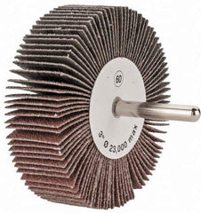 Tru-Maxx - 3" Diam x 1" Face Width, Medium Aluminum Oxide Coated Mounted Flap Wheel - 1/4" Shank Mount, 60 Grit, 20,000 Max RPM - Eagle Tool & Supply