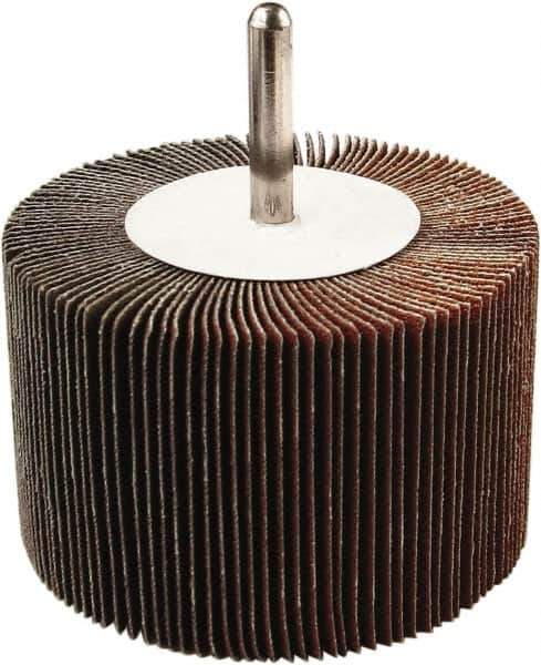 Tru-Maxx - 3" Diam x 2" Face Width, Very Fine Aluminum Oxide Coated Mounted Flap Wheel - 1/4" Shank Mount, 240 Grit, 20,000 Max RPM - Eagle Tool & Supply