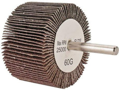 Tru-Maxx - 2-1/2" Diam x 1-1/2" Face Width, Medium Aluminum Oxide Coated Mounted Flap Wheel - 1/4" Shank Mount, 60 Grit, 25,000 Max RPM - Eagle Tool & Supply
