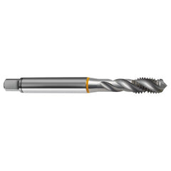 ‎4-40 3FL 2B Cobalt Spiral Flute Semi-Bott Ylw Ring Tap-Bright-40 Degree Helix - Eagle Tool & Supply