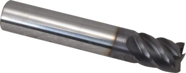 Niagara Cutter - 7/16", 9/16" LOC, 7/16" Shank Diam, 2-1/2" OAL, 5 Flute, Solid Carbide Square End Mill - Single End, TiAlN Finish, Spiral Flute, 45° Helix, Centercutting, Right Hand Cut, Right Hand Flute, Series S545 - Eagle Tool & Supply