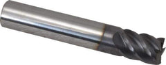 Niagara Cutter - 7/16", 9/16" LOC, 7/16" Shank Diam, 2-1/2" OAL, 5 Flute, Solid Carbide Square End Mill - Single End, TiAlN Finish, Spiral Flute, 45° Helix, Centercutting, Right Hand Cut, Right Hand Flute, Series S545 - Eagle Tool & Supply