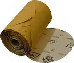 Norton - 6" Diam, 120 Grit Aluminum Oxide Adhesive PSA Disc - Medium Grade, Gold, C Weighted Backing, Flexible - Eagle Tool & Supply