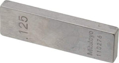 Mitutoyo - 0.125" Rectangular Steel Gage Block - Accuracy Grade 0, Includes Certificate of Inspection - Eagle Tool & Supply