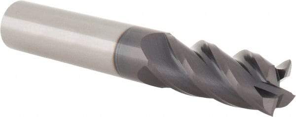 SGS - 7/16", 1" LOC, 7/16" Shank Diam, 2-3/4" OAL, 4 Flute, Solid Carbide Square End Mill - Single End, AlTiN Finish, Spiral Flute, Variable° Helix, Centercutting, Right Hand Cut, Right Hand Flute, Series Z1 - Eagle Tool & Supply