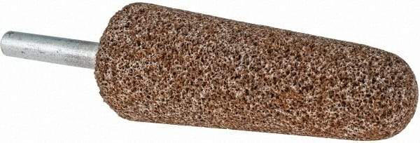 Norton - 1" Head Diam x 2-3/4" Thickness, A3, Tree End, Aluminum Oxide Mounted Point - Brown, Very Coarse Grade, 36 Grit, 15,530 RPM - Eagle Tool & Supply