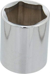 Proto - 1/2" Drive, Standard Hand Socket - 6 Points, 1-3/4" OAL, Chrome Finish - Eagle Tool & Supply