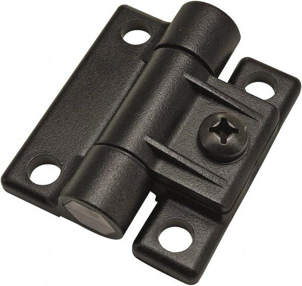 80/20 Inc. - 1-7/16" Long x 1-11/16" Wide x 12.7mm Thick, Adjustable Hinge - Black Acetal, No Finish - Eagle Tool & Supply