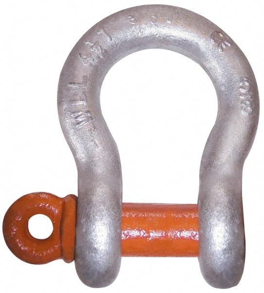 CM - 3/8" Nominal Chain Size, 1.5 Ton Carbon Steel Screw Anchor Shackle - 17/32" Diam, 7/16" Pin Diam, 21/32" Wide Inside Jaw, 15/16" Inside Width - Eagle Tool & Supply